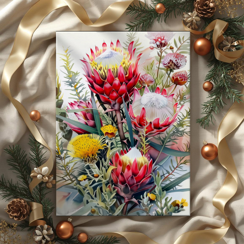 Vintage King Protea Bouquet Canvas Wall Art