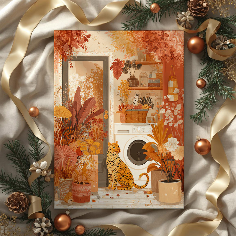 Whimsical Cozy Laundry Room With Cheetah Decor – Laundry Room Decor Canvas Wall Art