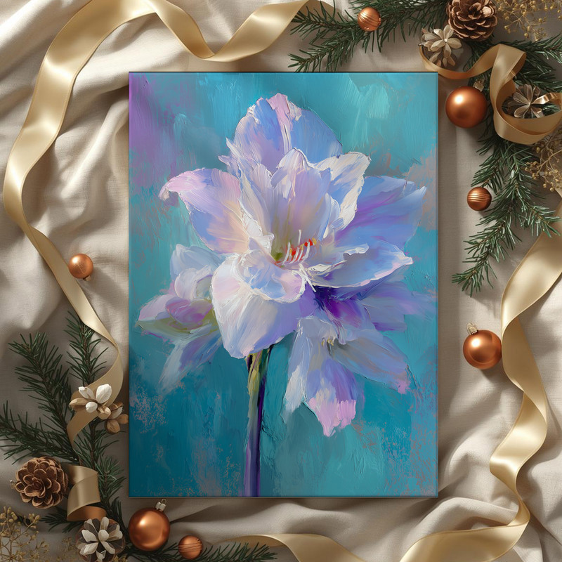 White Amaryllis Portrait, Dreamy Oil Painting Canvas Wall Art White Amaryllis Portrait, Dreamy Oil Painting Canvas Wall Art