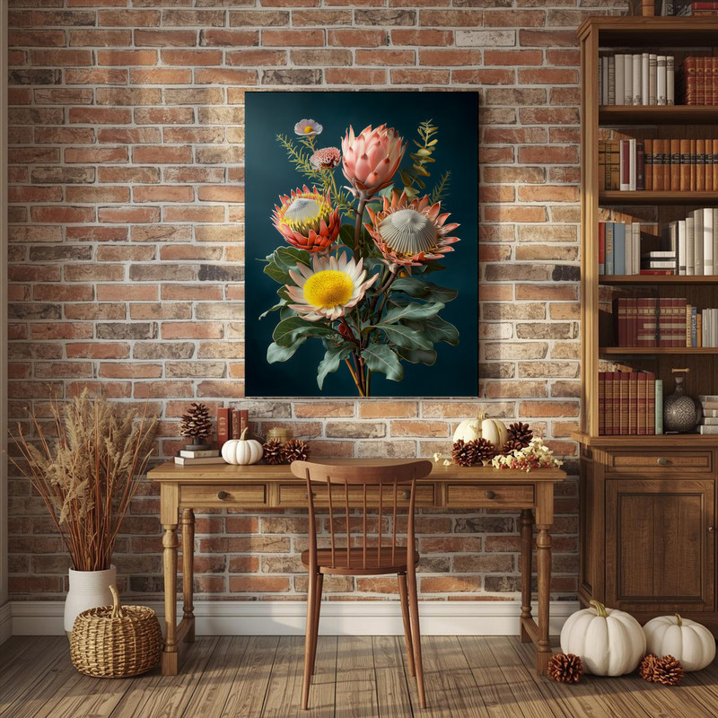 Botanical Realism Protea Canvas Wall Art
