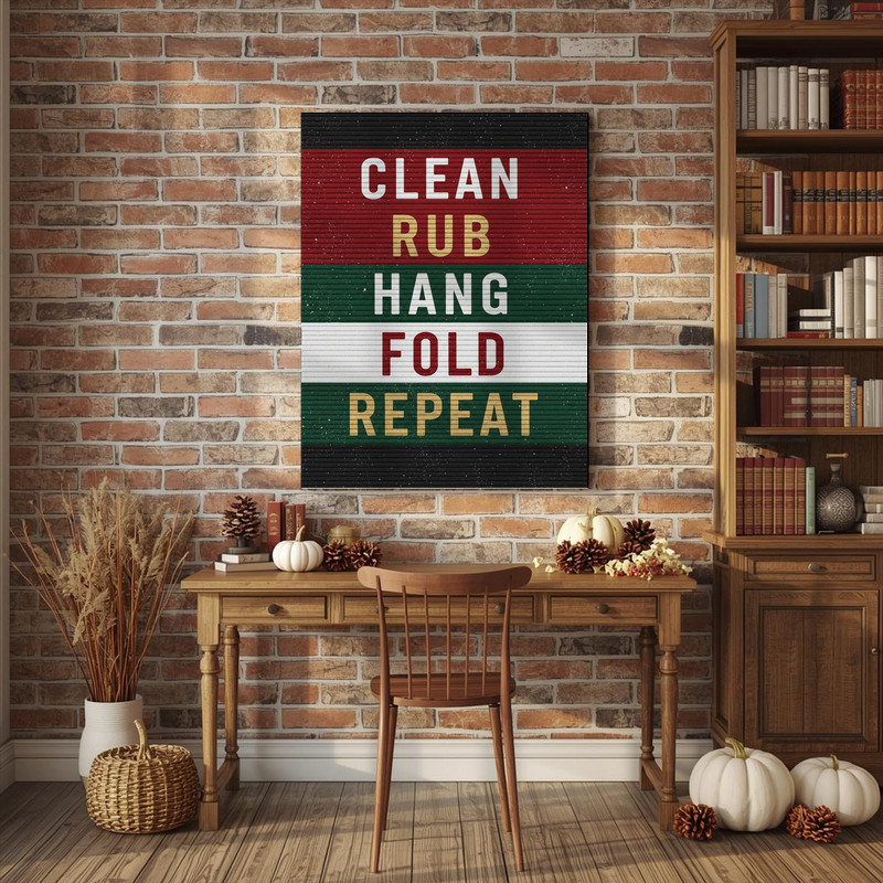 Christmas Laundry Decor – Clean Rub Hang Fold Repeat Laundry Room Decor Canvas Wall Art