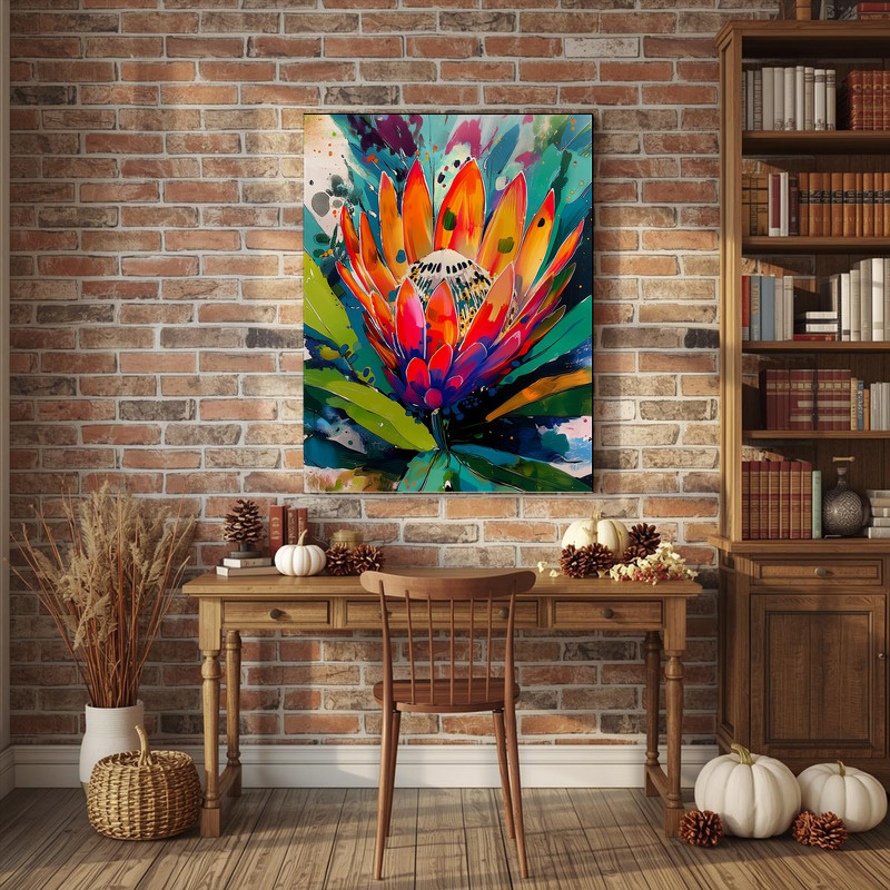 King Protea In Full Bloom Canvas Wall Art