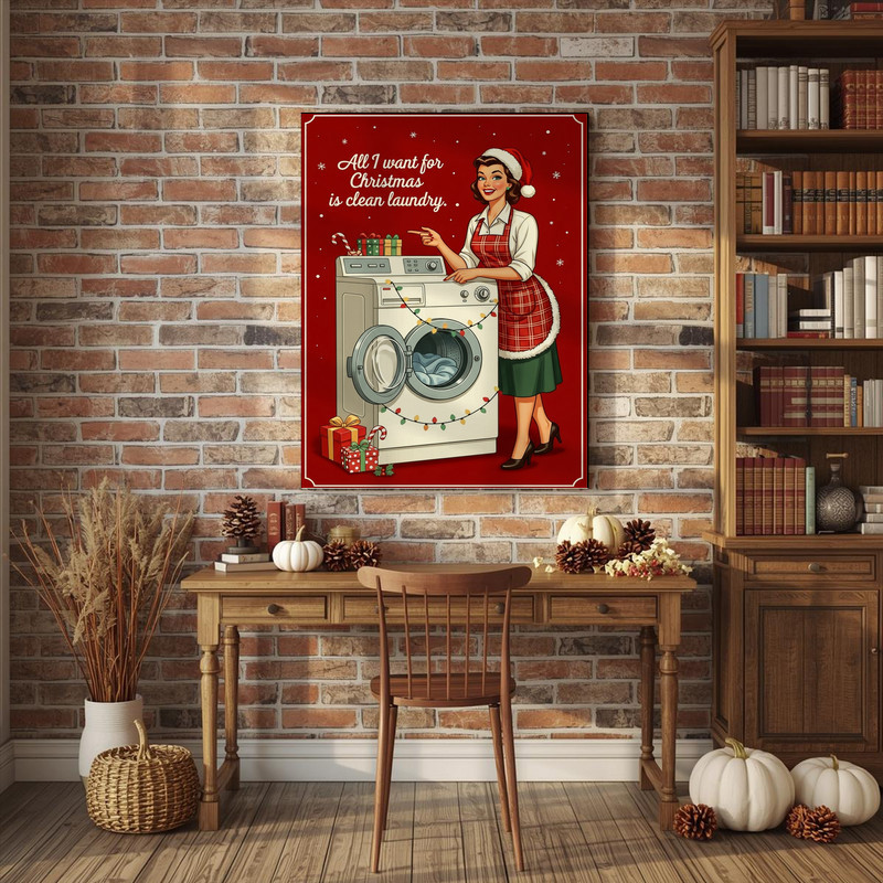 Retro Christmas Laundry – Vintage 50s Style Laundry Room Decor Canvas Wall Art Retro Christmas Laundry – Vintage 50s Style Laundry Room Decor Canvas Wall Art