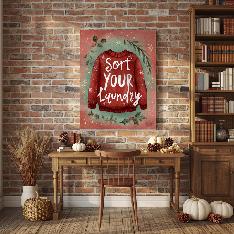 Sort Your Laundry – Holiday Cheer Christmas Laundry Room Decor Canvas Wall Art