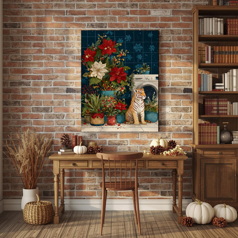 Whimsical Christmas Tiger – Christmas Laundry Room Decor Canvas Wall Art Whimsical Christmas Tiger – Christmas Laundry Room Decor Canvas Wall Art
