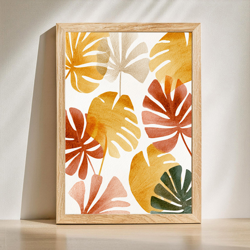 Autumn Foliage Tropics – Thanksgiving Botanical Laundry Room Decor Canvas Wall Art | Family Wall Decor