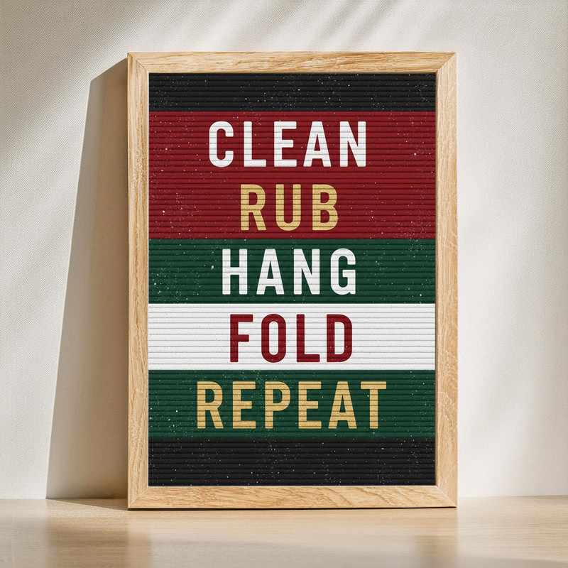 Christmas Laundry Decor – Clean Rub Hang Fold Repeat Laundry Room Decor Canvas Wall Art | Family Wall Decor