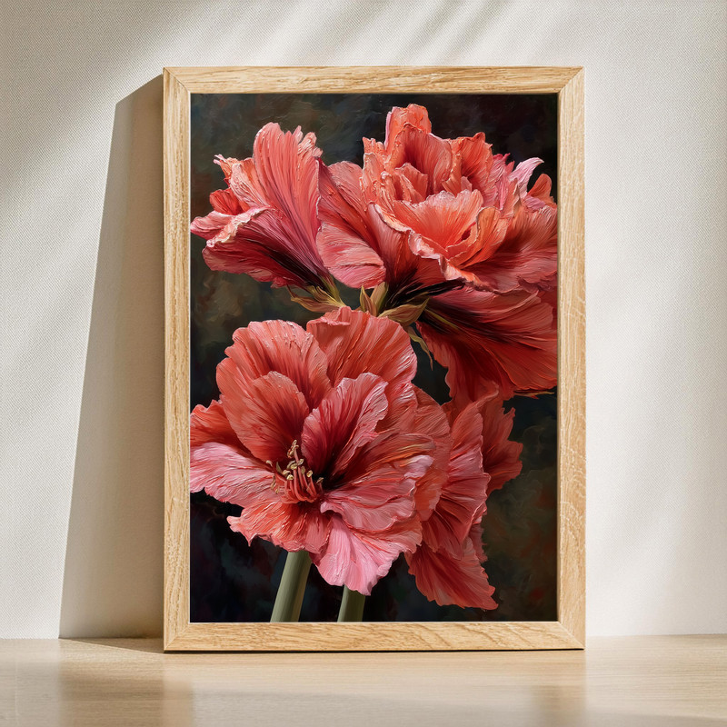 Dusty Pink Amaryllis, Rustic Fine Art Portrait Canvas Wall Art | Family Wall Decor