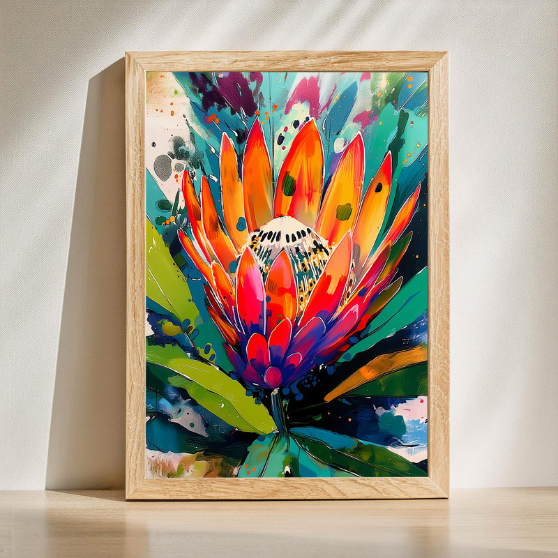King Protea In Full Bloom Canvas Wall Art | Family Wall Decor