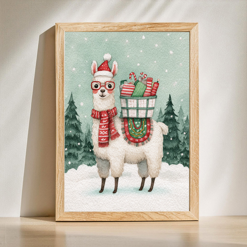 Llama Claus Laundry – Whimsical Christmas Laundry Room Decor Canvas Wall Art | Family Wall Decor