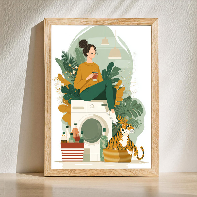 Minimalist Christmas Cozy Laundry Room Decor Canvas Wall Art | Family Wall Decor