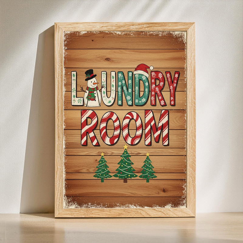 Rustic Christmas Laundry Room Decor For Cozy Home Canvas Wall Art | Family Wall Decor