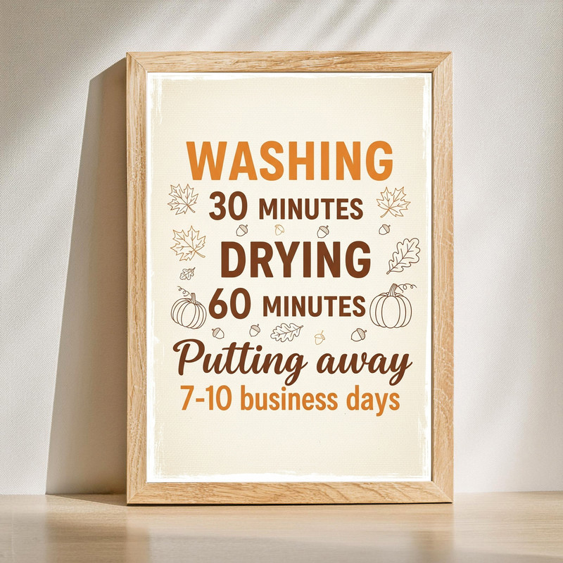 Thanksgiving canvas wall art with playful laundry instructions and pumpkins, rustic farmhouse style for laundry room decor | Familywalldecor