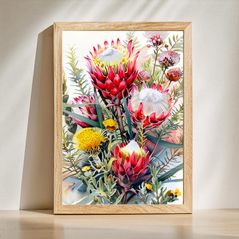 Vintage King Protea Bouquet Canvas Wall Art | Family Wall Decor