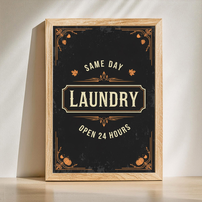 Vintage Thanksgiving Laundry Room Decor – Dark Autumn Background Canvas Wall Art | Family Wall Decor