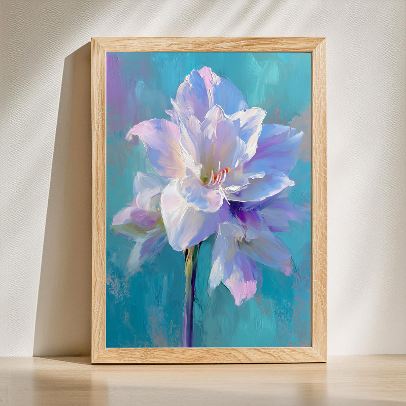 White Amaryllis Portrait, Dreamy Oil Painting Canvas Wall Art | Family Wall Decor