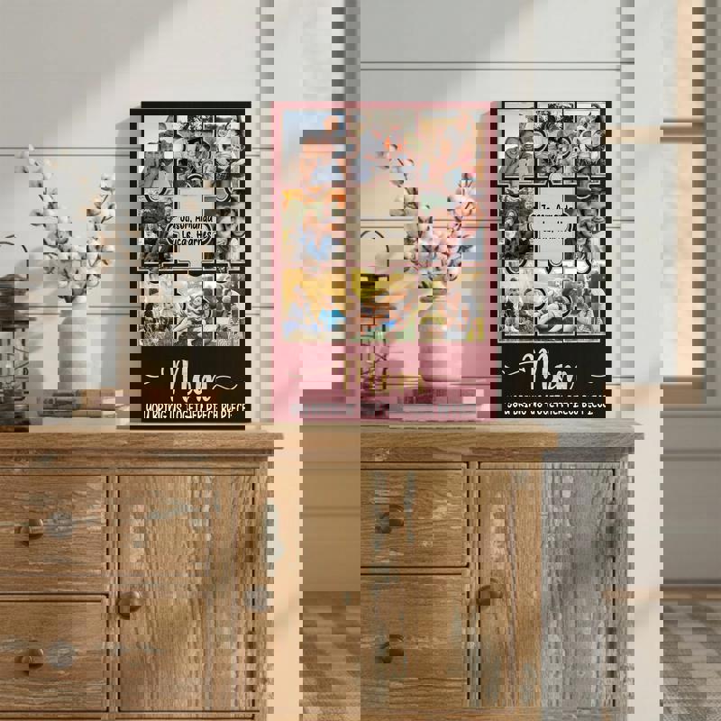 Custom family photo collage canvas with your photos, Christmas gift for Mom, landscape layout, minimalist living room wall