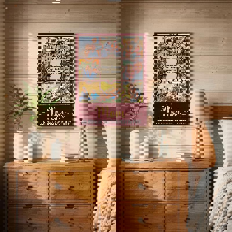 Custom family photo collage canvas with your photos, Mother’s Day gift for Mom, portrait layout with white background