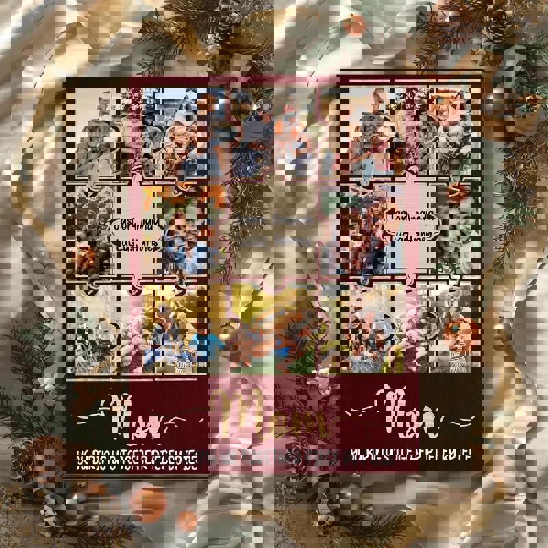 Custom family photo collage canvas with your photos, Mother’s Day gift for Mom from son, square mosaic for home office decor