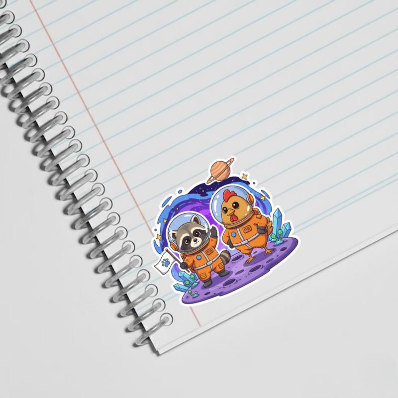Chicken Raccoon Space Explorers Sticker