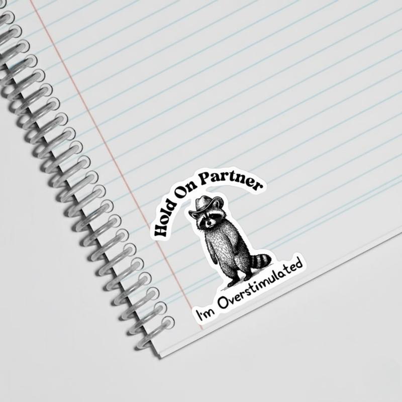 Cowboy Raccoon, Hold On Partner Sticker Cowboy Raccoon, Hold On Partner Sticker