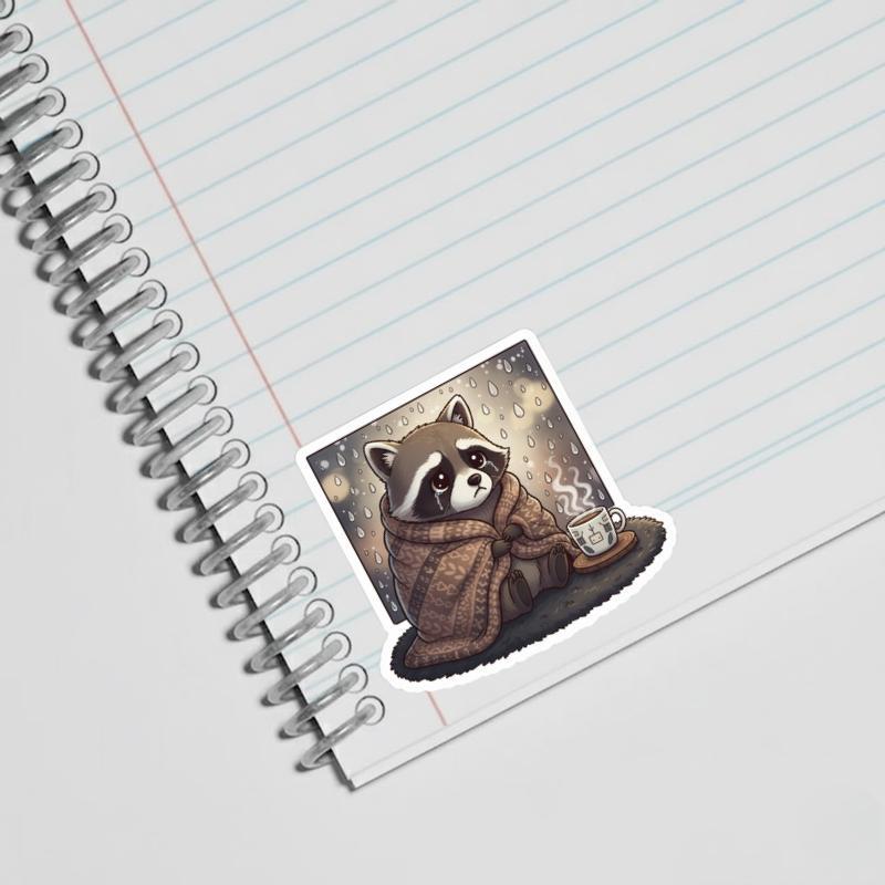Cozy Sad Raccoon Sticker Cozy Sad Raccoon Sticker
