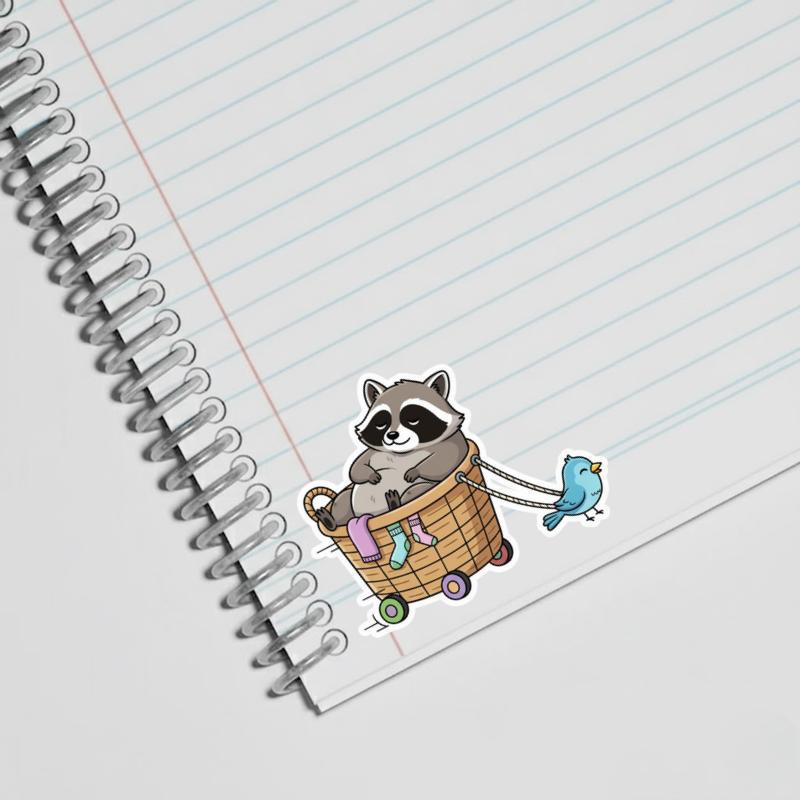 Fat Raccoon Laundry Basket Ride Sticker