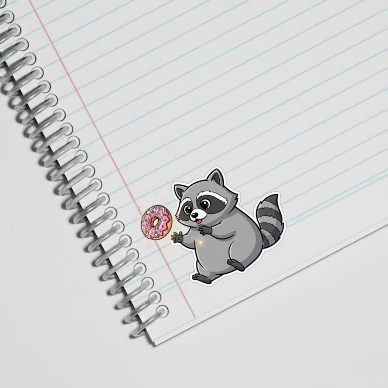 Fat Raccoon Magical Floating Donut Sticker