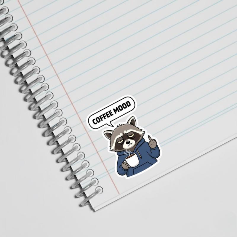 Raccoon Middle Finger Coffee Mood Sticker