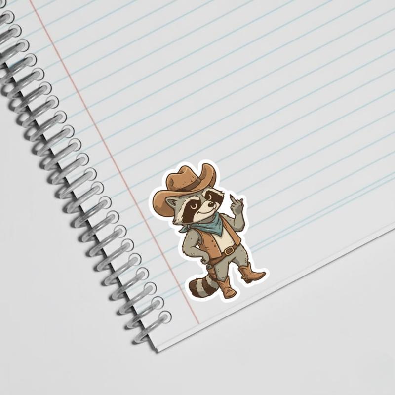 Raccoon Middle Finger Cowboy Style Sticker Raccoon Middle Finger Cowboy Style Sticker