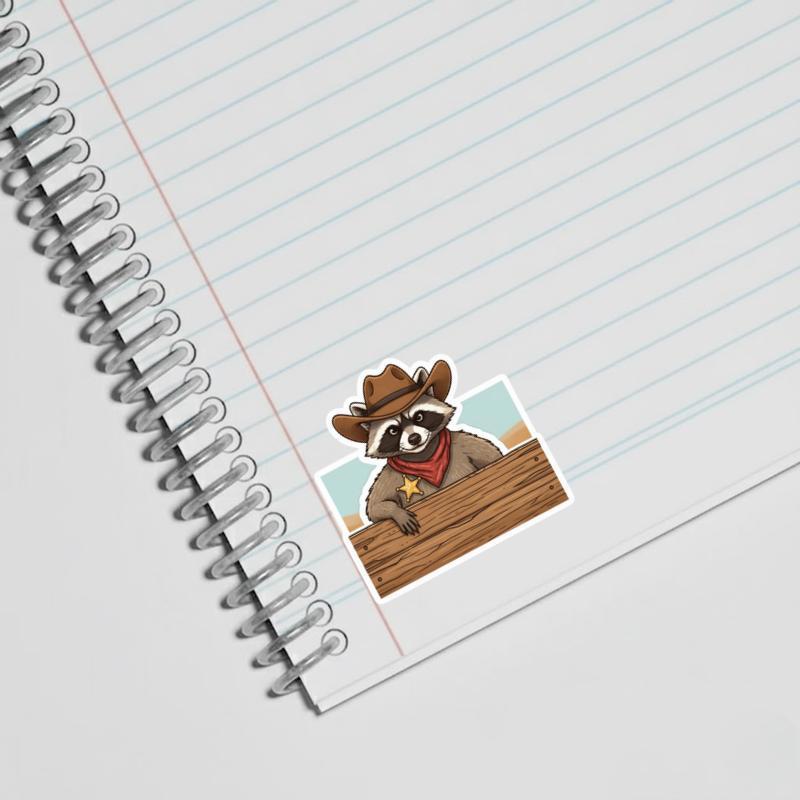 Raccoon Peeker Western Rebel Sticker