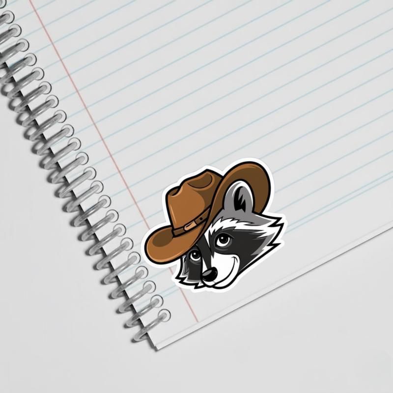 Retro Cowboy Raccoon Face Sticker Retro Cowboy Raccoon Face Sticker