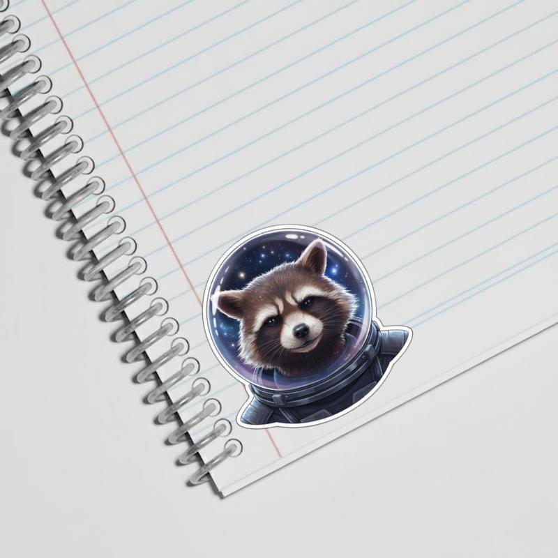 Rocket Raccoon in Space Helmet Meme Sticker - Raccsy