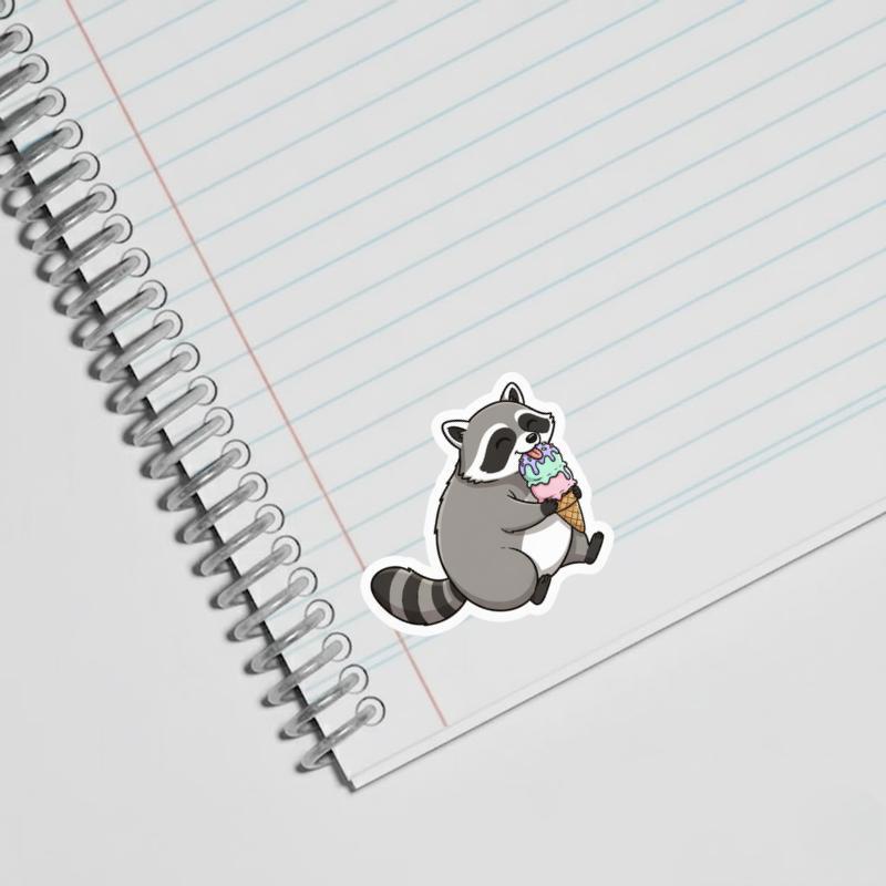 Snack Raccoon Ice Cream Time Sticker