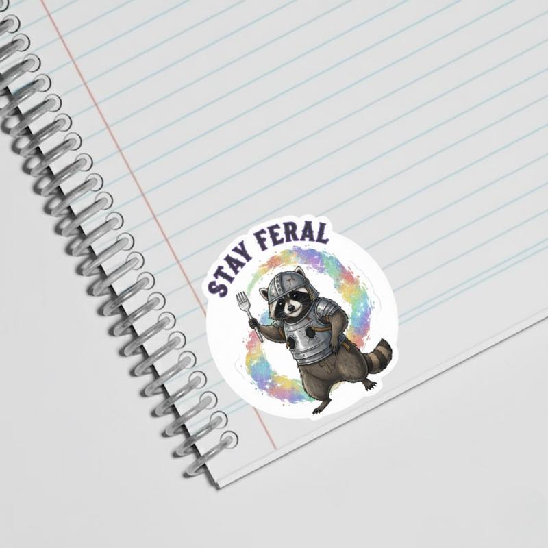 Stay Feral Raccoon Trash Knight Sticker