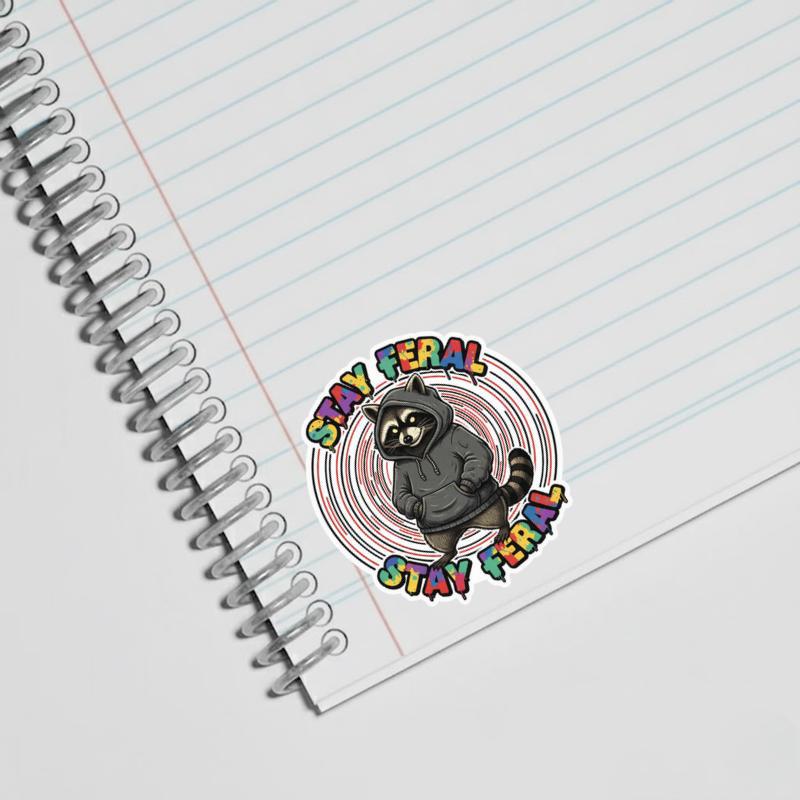 Stay Feral Street Hoodie Raccoon Sticker