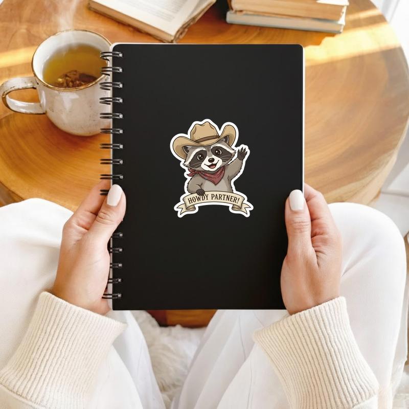 Kawaii Cowboy Raccoon, Howdy Partner Sticker