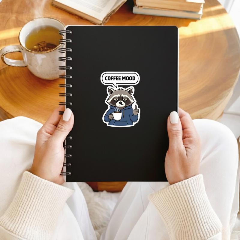 Raccoon Middle Finger Coffee Mood Sticker