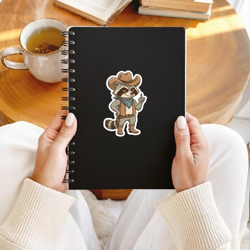 Raccoon Middle Finger Cowboy Style Sticker Raccoon Middle Finger Cowboy Style Sticker