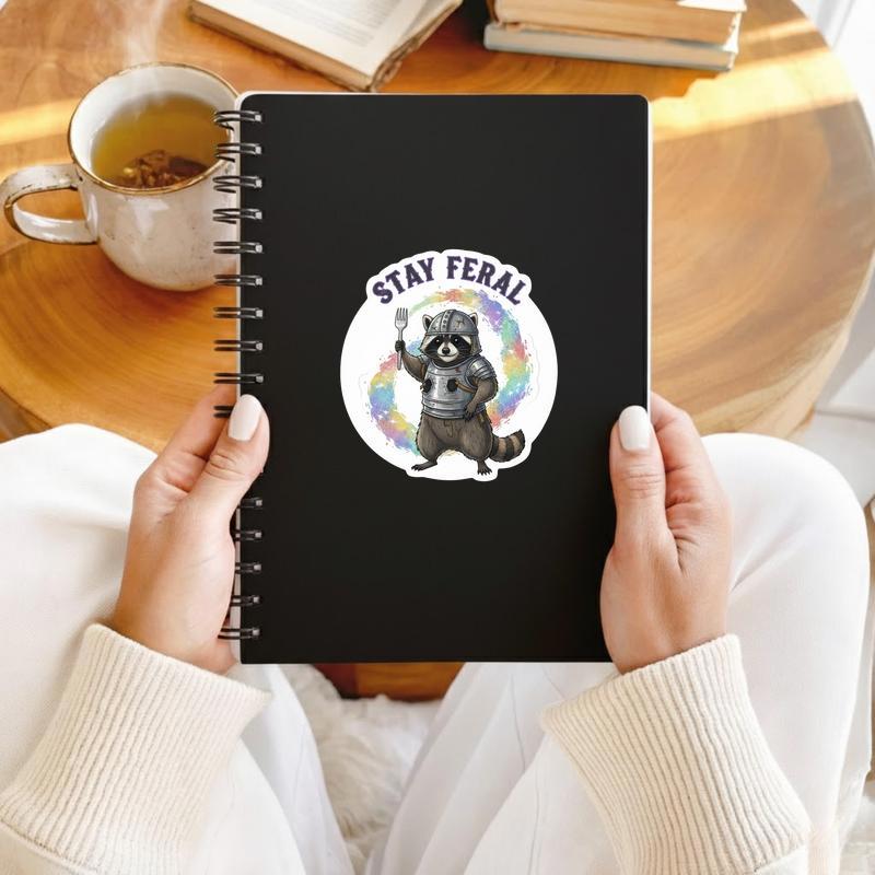 Stay Feral Raccoon Trash Knight Sticker