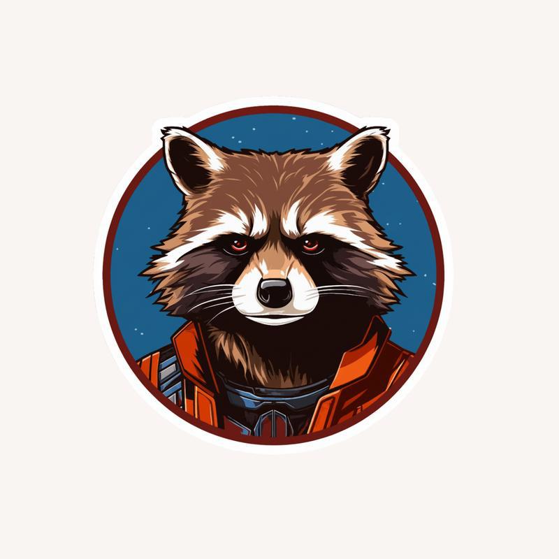 Cool Rocket Raccoon Sticker - Raccsy