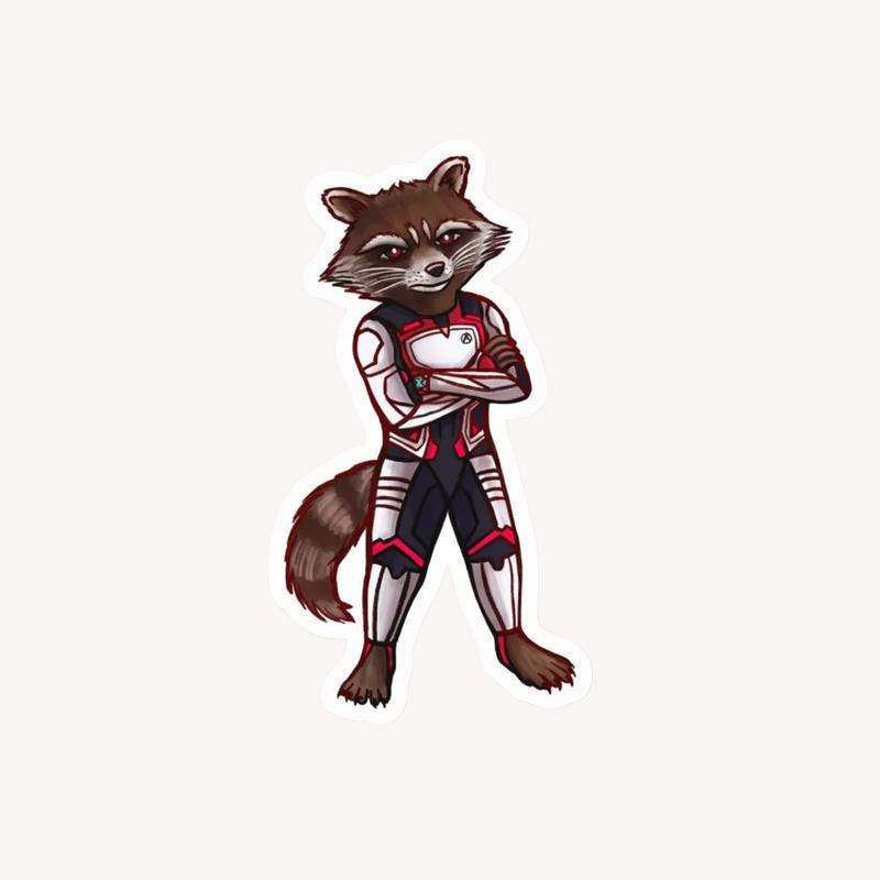 Cool Rocket Raccoon Funny Sticker - Raccsy