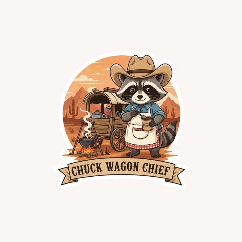 Cowboy Raccoon Chuck Wagon Chef Sticker