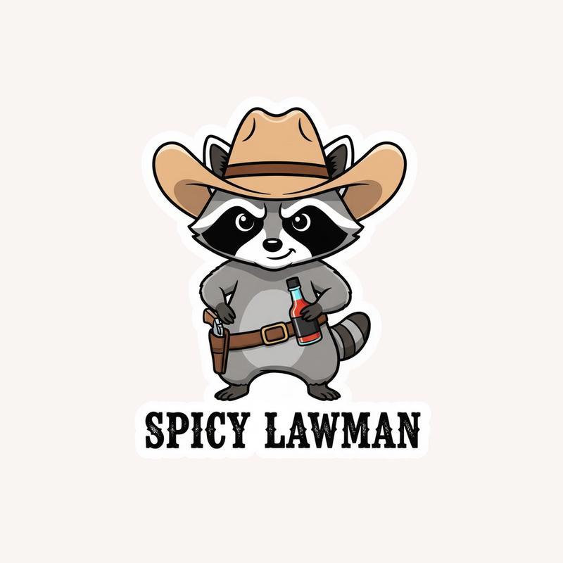 Cowboy Raccoon Hot Sauce Holster Sticker - Raccsy