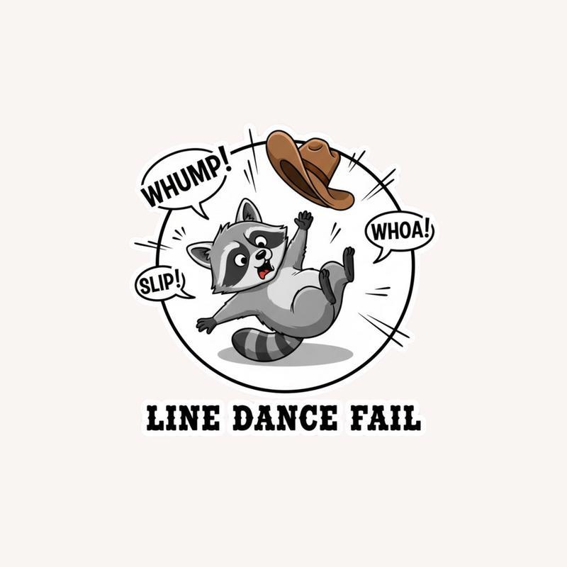 Cowboy Raccoon Line Dancing Fail Sticker - Raccsy