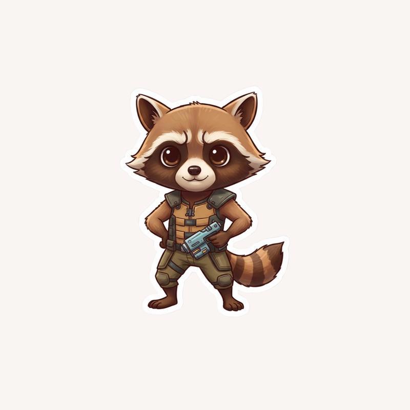 Cute Chibi Rocket Raccoon Meme Sticker - Raccsy