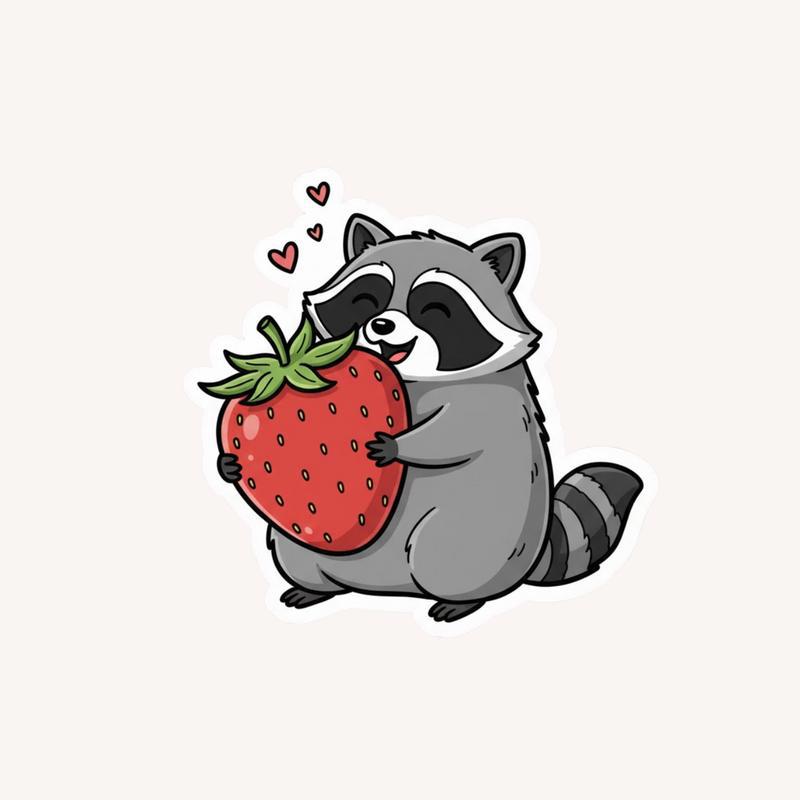 Fat Raccoon Giant Strawberry Sticker Fat Raccoon Giant Strawberry Sticker