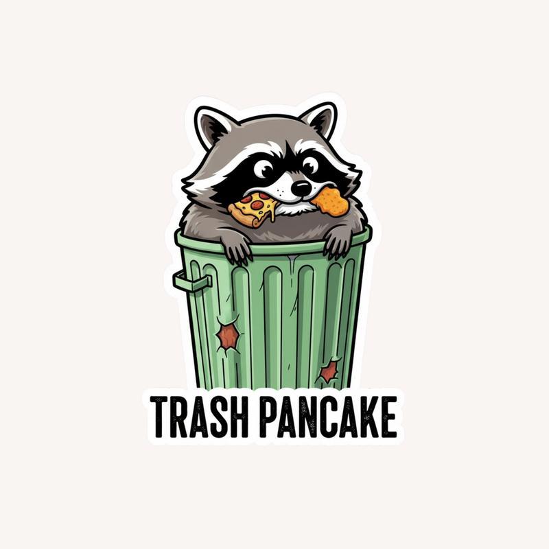 Fat Raccoon Hidden In Trash Sticker - Raccsy