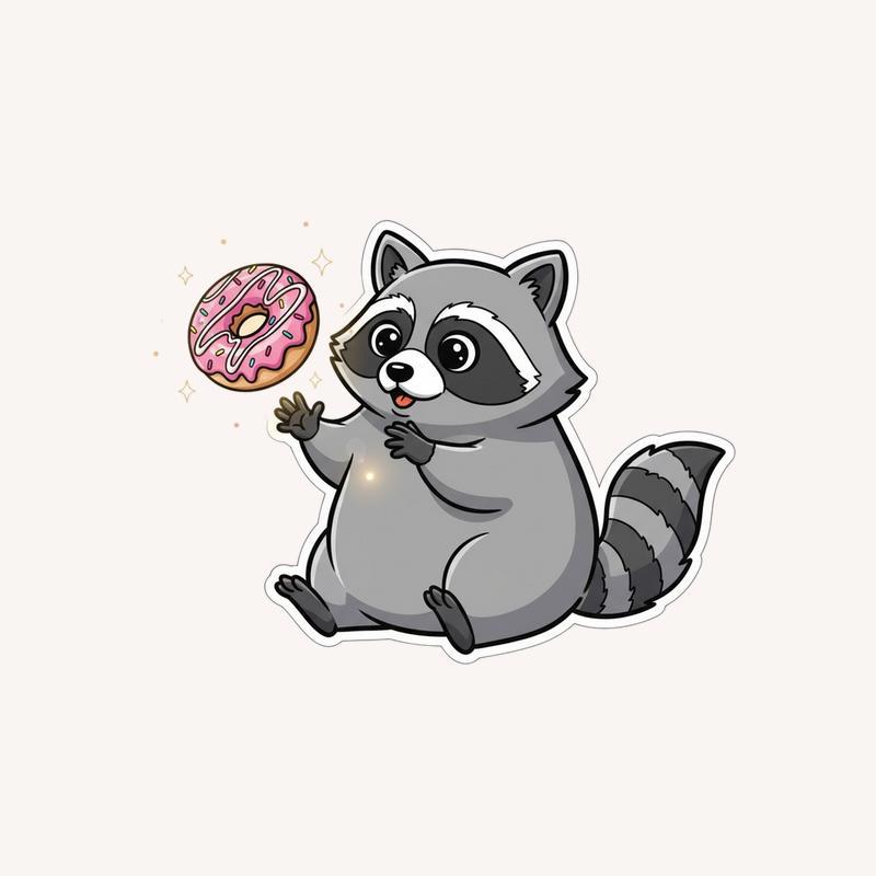 Fat Raccoon Magical Floating Donut Sticker - Raccsy