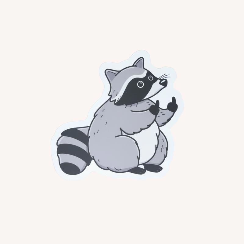 Funny Raccoon Middle Finger 2 Sticker - Raccsy